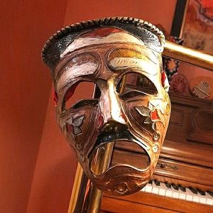 Vintage ~ antique lacquered brass mask